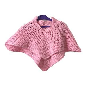 Handmade Girls Crochet Shawl Pink Toddler One Size
